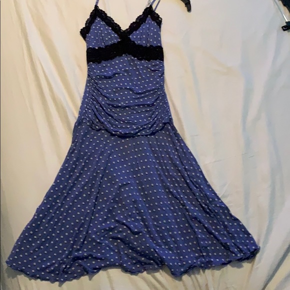Betsy Johnson blue lace polka dot dress w/ lace - Picture 1 of 3